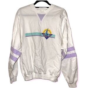 Vintage White and Purple Crewneck Pullover